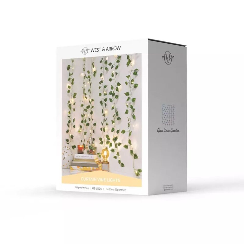 5' x 3.5' LED Vine Curtain String Lights Warm White - West & Arrow